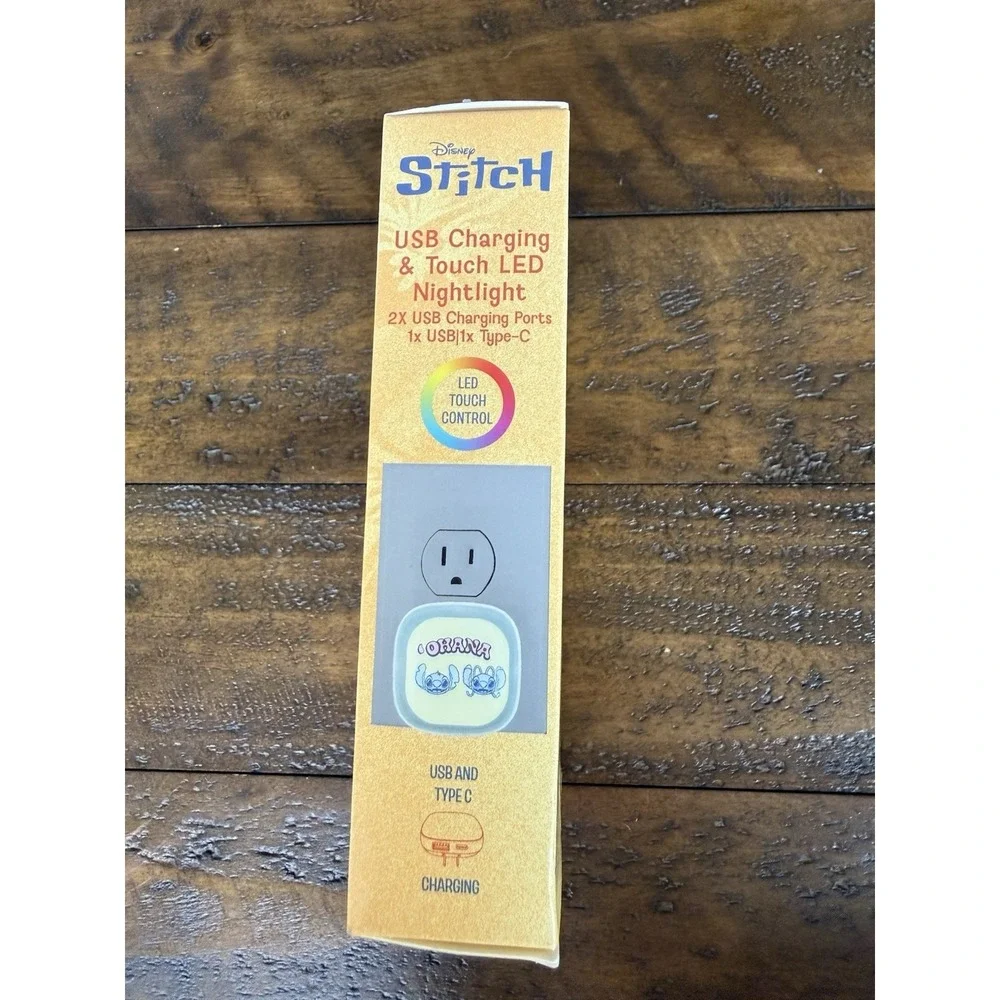 Disney Stitch USB Charging Touch LED Nightlight USB & Type-C New in Box